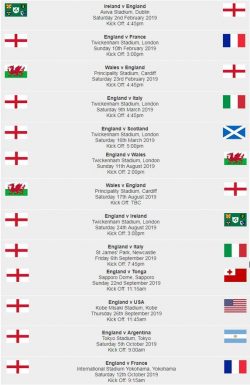 English rugby fixtures 2019