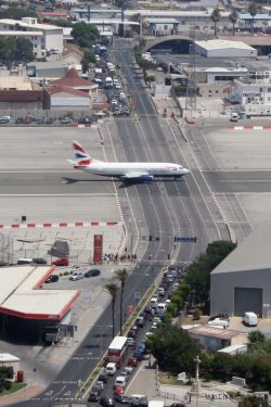 Gibraltar International Airport, The worlds only airport runway intersecting a road