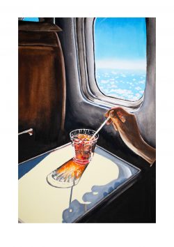 Glass on a plane, water and acrylic