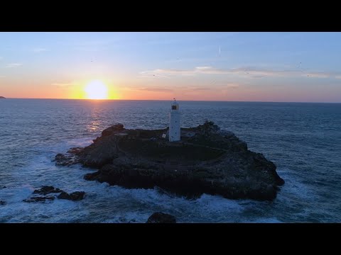 Godrevy lighthouse by drone