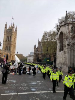 The yellow prick road.

Completely out of proportion Police response to the peaceful environment ...