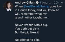 Never wrestle with a pig.
You both get dirty.
But the pig likes it.