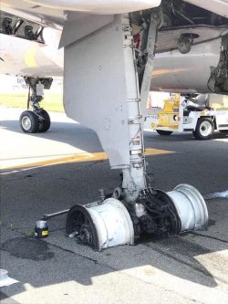 Wheels from the United flight that declared emergency during takeoff yesterday. No injuries.