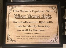 Found in an old US hotel, instructions for using new fangled electricity.