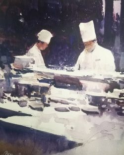 two chefs watercolour