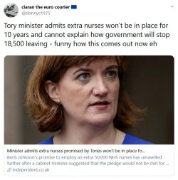 Tory minister admits extra nurses won’t be in place for 10 years and cannot explain how governme ...