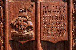 Beautifully carved bench end
