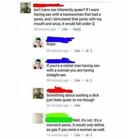 Is it ‘queer’ for a man to suck a woman’s penis?