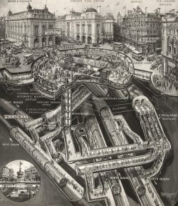 Picadilly underground station cut away