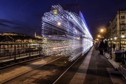 Long exposure of a departing train