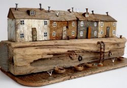 Kirsty Elson, UK multi media artist based in Cornwall who creates sculptures out of driftwood co ...