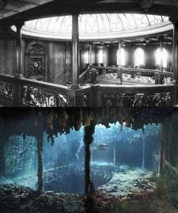 Titanic’s grand staircase then and now