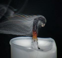 A photo demonstrating how smoke is made of particles suspended in air