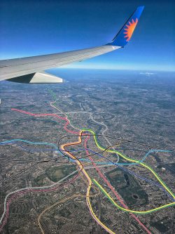 London tube map viewed from a plane