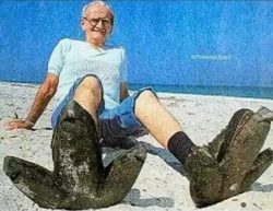 In 1948, a man wore 30 pound, three toed lead shoes and stomped around in florida beach during t ...