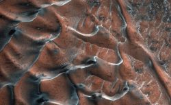 The frosty sand dunes of Mars.