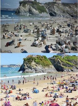 Towan Beach, Cornwall, England, September 1943 and June 2011