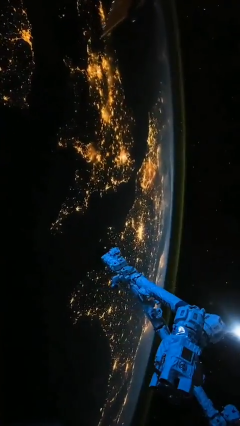 The ISS over Europe at night