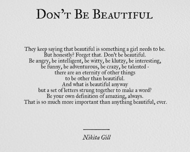 Don’t be beautiful
