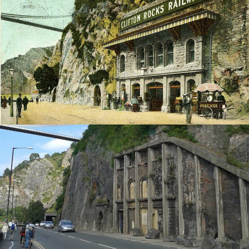 Clifton Rocks Railway, Clifton, Bristol. 1905 and today