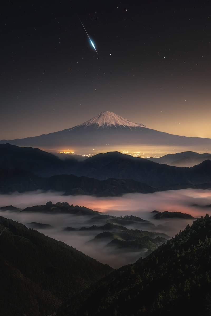 Meteor over Mt. Fuji