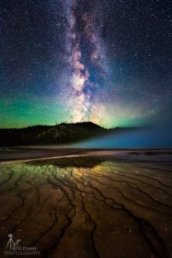 Milky way over Yellowstone park