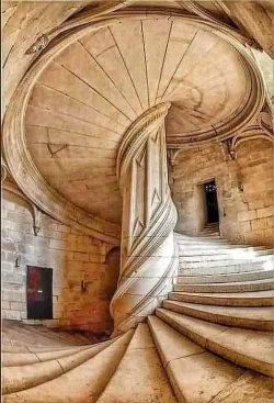 Staircase in the Chambord Castle in France. Designed by the Great legend of high Renaissance Leo ...