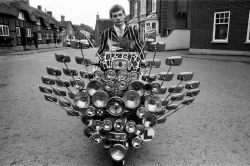 Bryn Owen aged 17 with his Vespa scooter, which has 34 mirrors and 81 lights on the front and ba ...