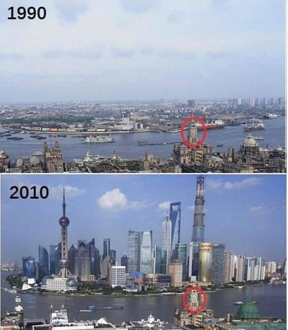 Shanghai 1990 | 2010 – only 20 years apart!