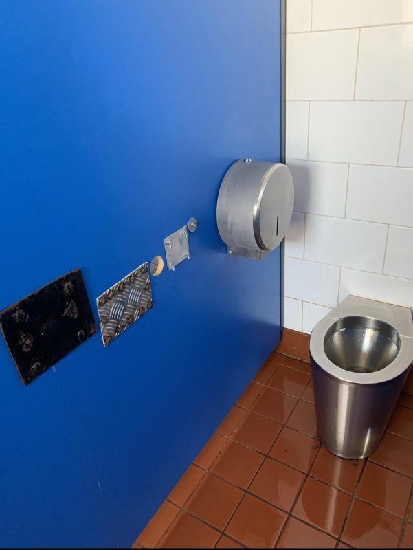 If a man wants to poke his nob through a toilet wall, no one is gonna stop him