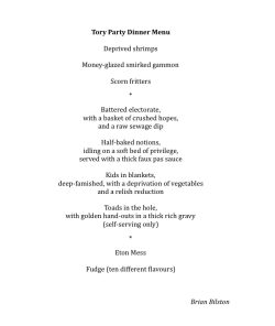 Tory Party Dinner Menu