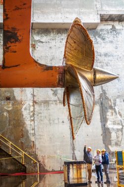 One of four propellers of USS Nimitz (CVN-68) while in dry dock in Bremerton on March 5, 2018