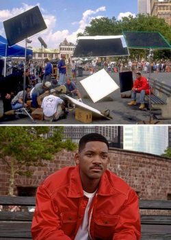 All The Work That Goes Into Capturing A Shot Of Will Smith Sitting On A Bench. Men In Black