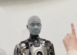 Ai robot reacted to its nose being touched