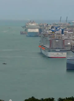 Cruise ships leaving Miami port on a regular Sunday.