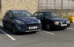 here’s the Escort next to a current Fiesta