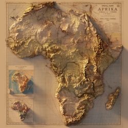 1885 Original map of Africa by Hermann Habenicht.
