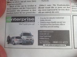 Did Enterprise piss off their ad writer?