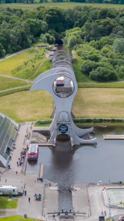 The Falkirk Wheel, the only fully rotating boat lift in the world.