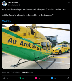 Why are life-saving air ambulances (helicopters) funded by charities… Yet the Royal’ ...